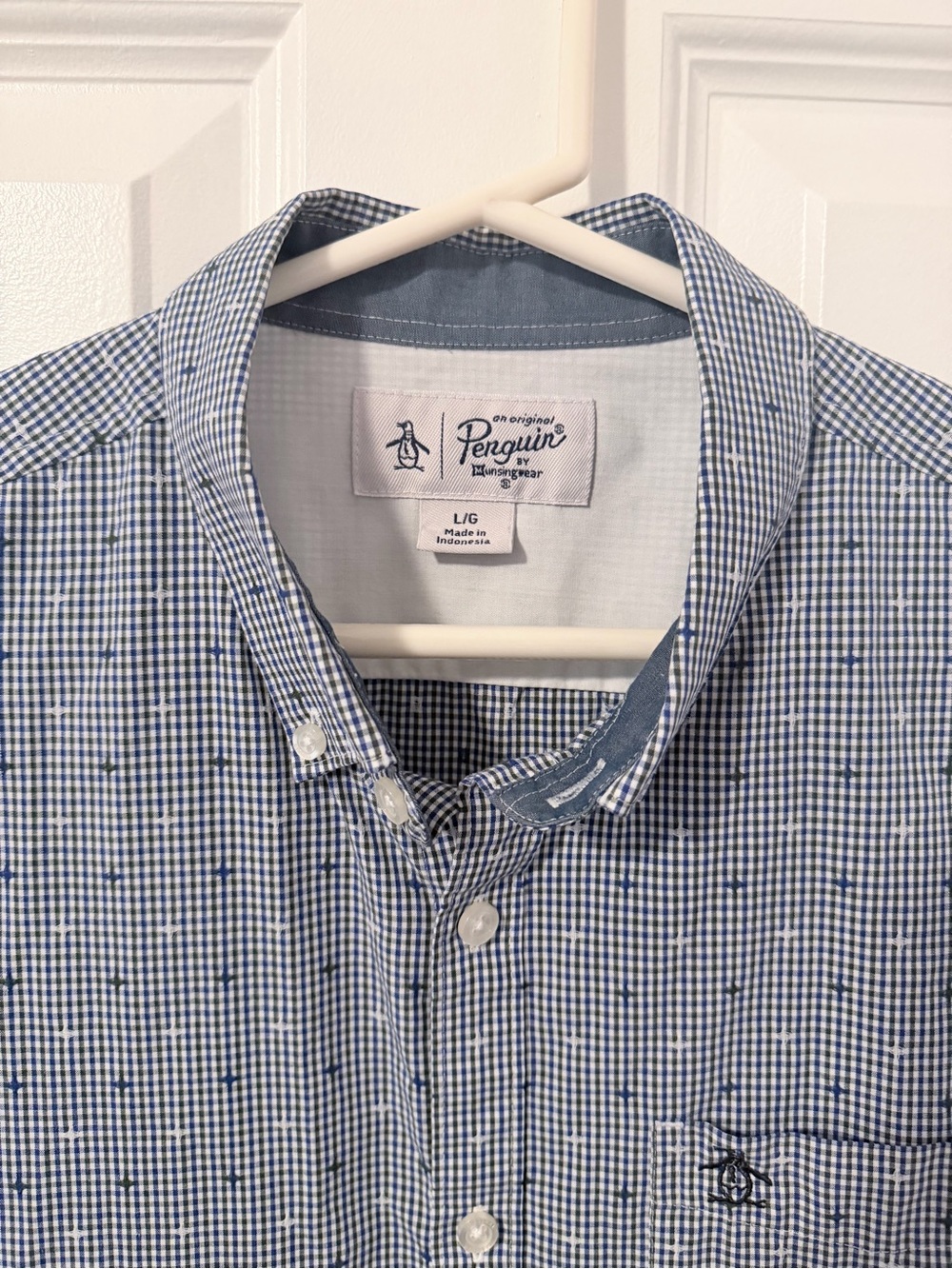 Original Penguin Blue and White Micro-Check Button-Down Shirt